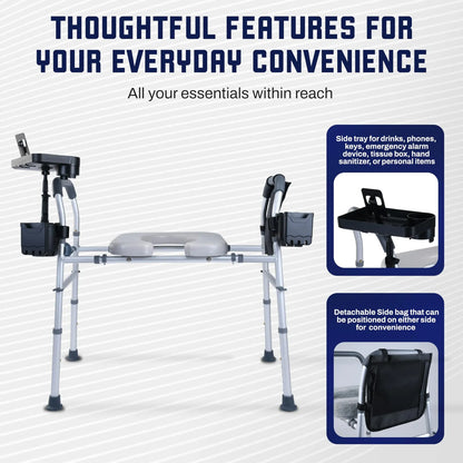 Asiento De Inodoro Elevado Con Asas Soporte 500 Lbs Ajustable Y Acolchado