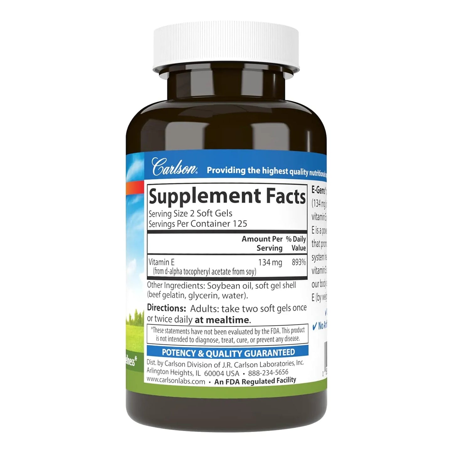 Vitamina E Natural 200 Ui 134 Mg Carlson 250 Geles Blandos Antioxidante Piel