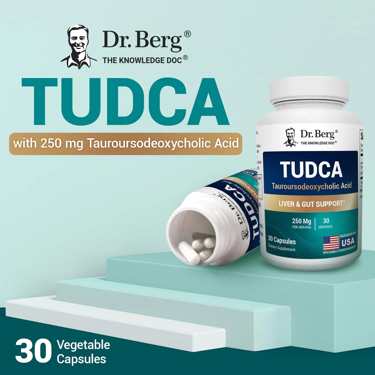 Dr Berg TUDCA Suplemento Salud Hepatica Flujo Biliar Vesicula 30 Capsulas