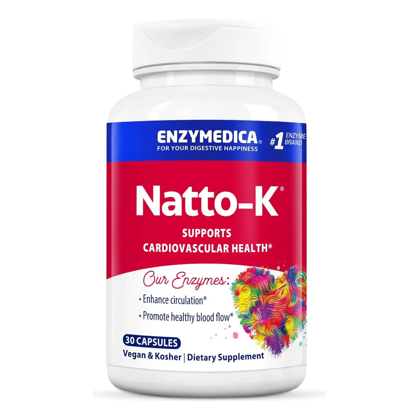 Soporte Enzimático Salud Cardiovascular 30 Cápsulas Enzymedica Natto-K