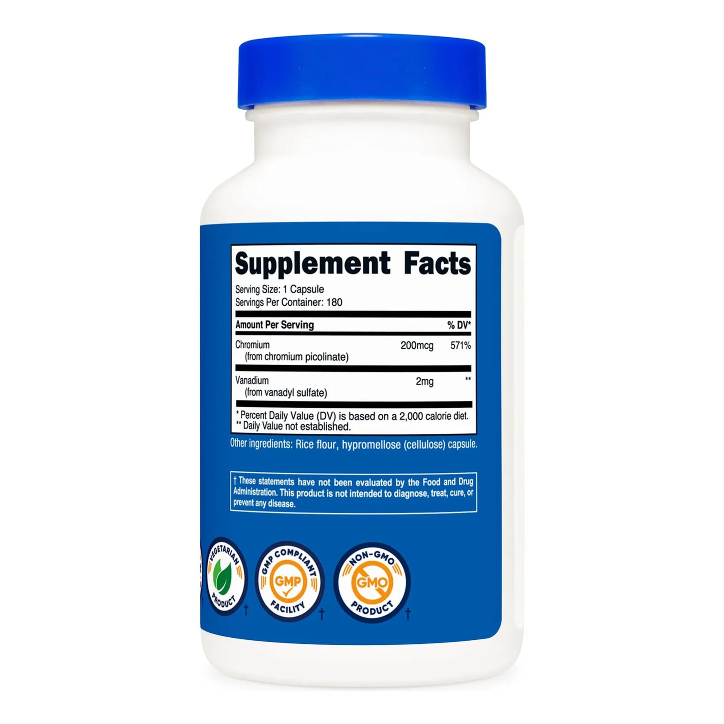 Vanadio Cromo 2mg 180 Cápsulas Naturales Sin Gluten