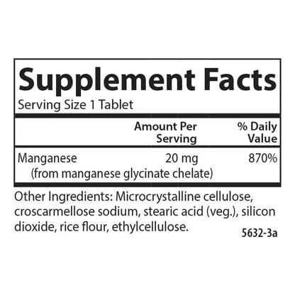 Manganeso Quelado 20 Mg Absorcion Superior Metabolismo Salud Huesos Y Cerebro 250 Tabletas