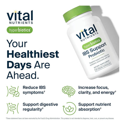 Hyperbiotics Vital Nutrients IBS Probiotic Vegano Para Aliviar Sintomas De SII