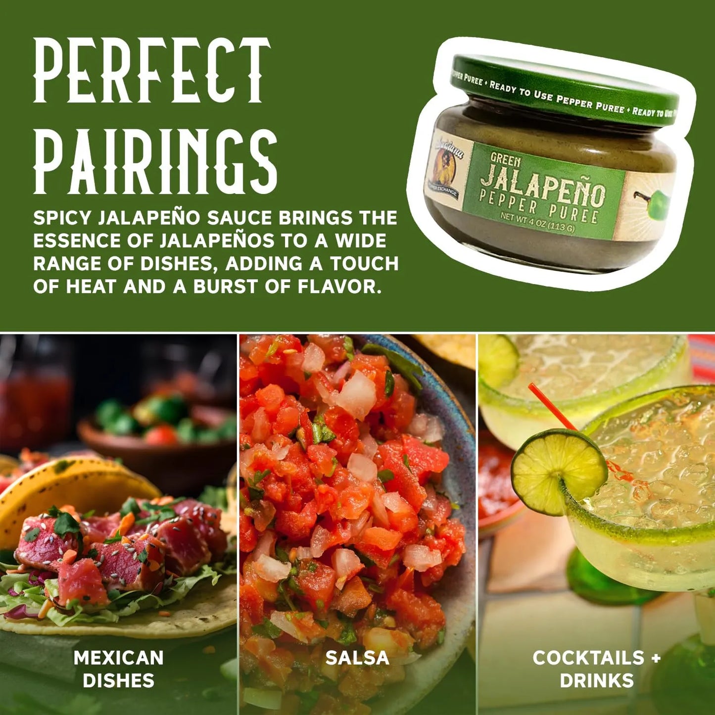 Salsa De Puré De Pimienta Y Jalapeño Verde Condimento Picante Sin Gluten