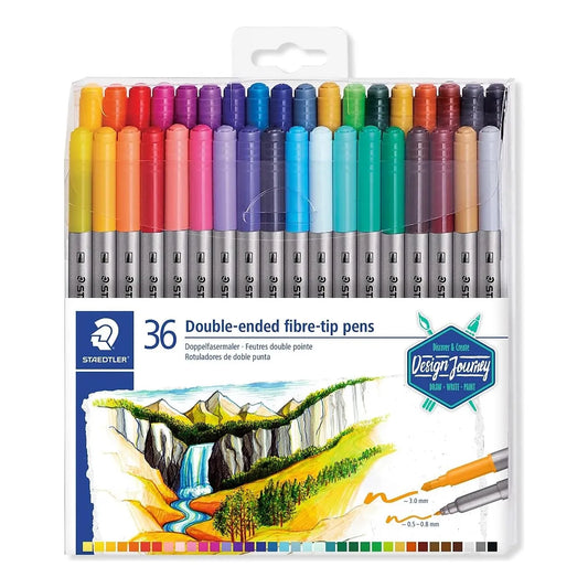Staedtler Marcadores Punta Fina Doble 36 Colores Surtidos Ideal Para Dibujar Y Colorear