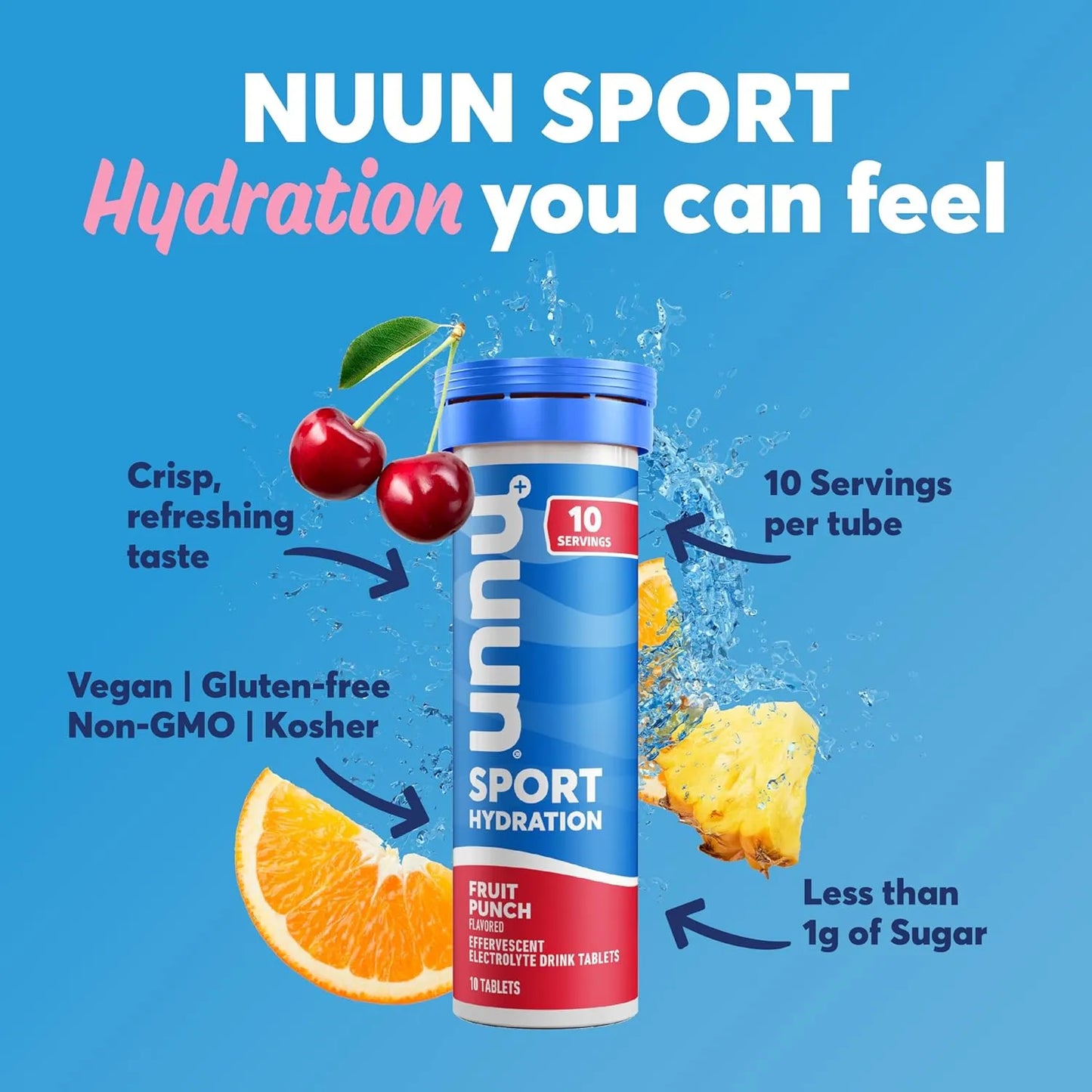 Nuun Sport Tabletas Electrolitos Hidratacion 80 Porciones Sabor Frutas