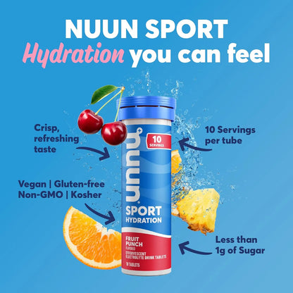 Nuun Sport Tabletas Electrolitos Hidratacion 80 Porciones Sabor Frutas