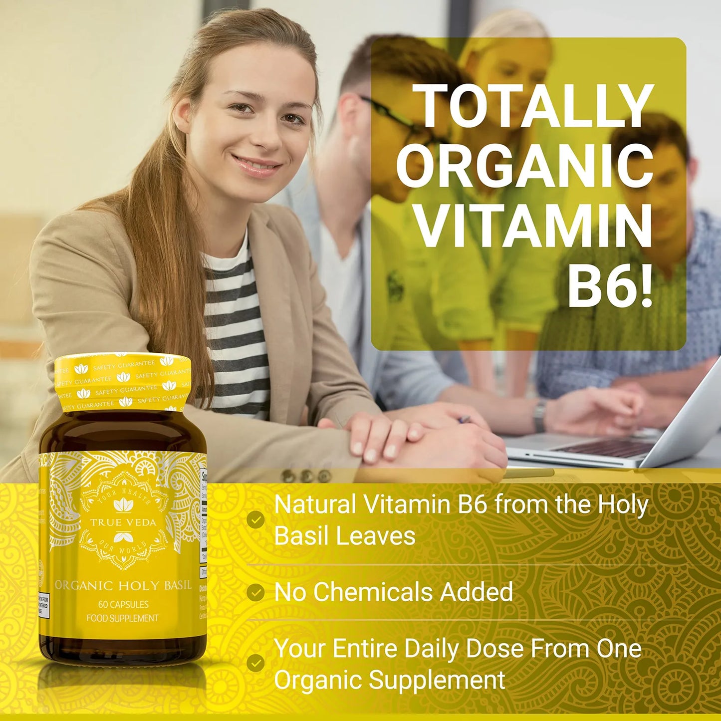 Capsulas Organicas De Albahaca Sagrada Con Vitamina B6 Y Acido Ursolico 25