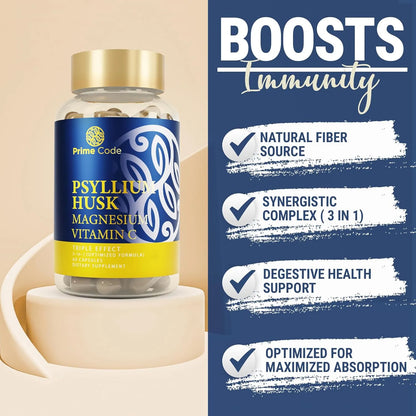 Capsulas De Cascara De Psyllium 1000mg Con Citrato De Magnesio Y Vitamina C Salud Digestiva