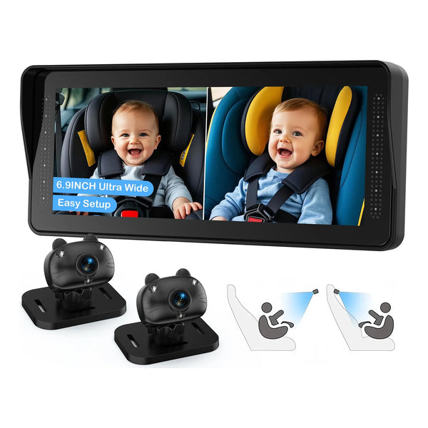 Camara Dual HD Para Coche Pantalla 6.9 Pulgadas Vision Nocturna Facil Instalacion