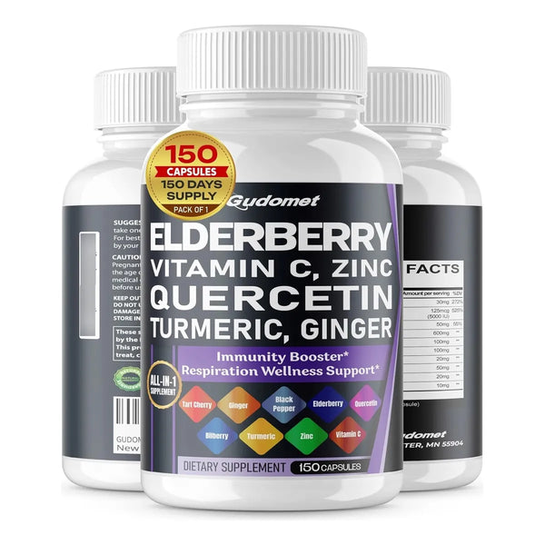 Capsulas Baya De Sauco Quercetina Arandano Curcuma Cereza 150 Unidades