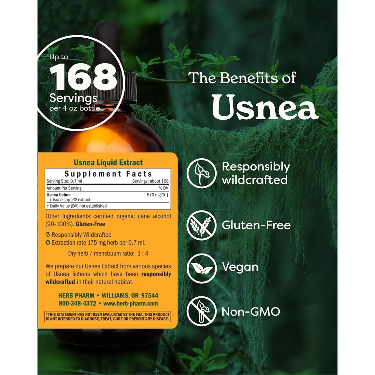 Extracto Liquido De Usnea Herb Pharm Limpieza Y Desintoxicacion 4 Onzas