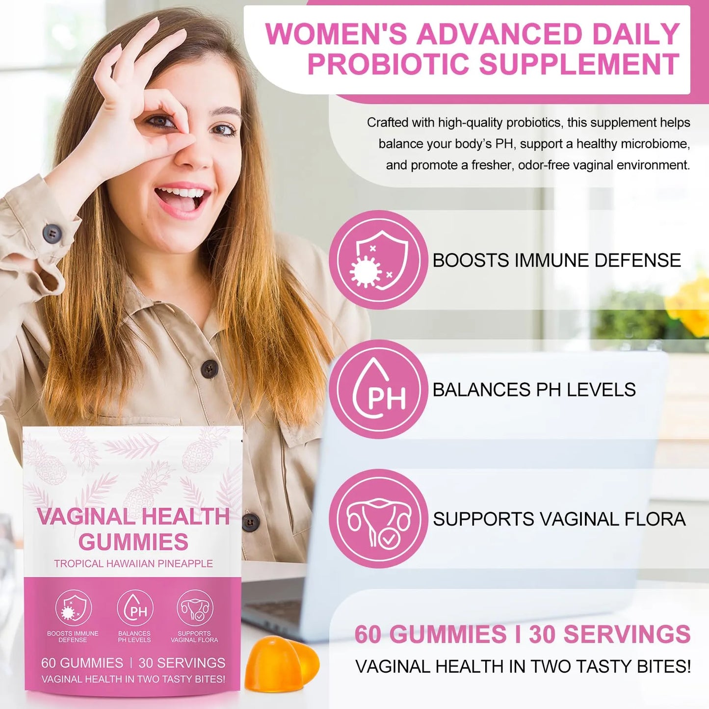 Gomitas Equilibrio Femenino Sabor Piña Suplemento Salud Mujer
