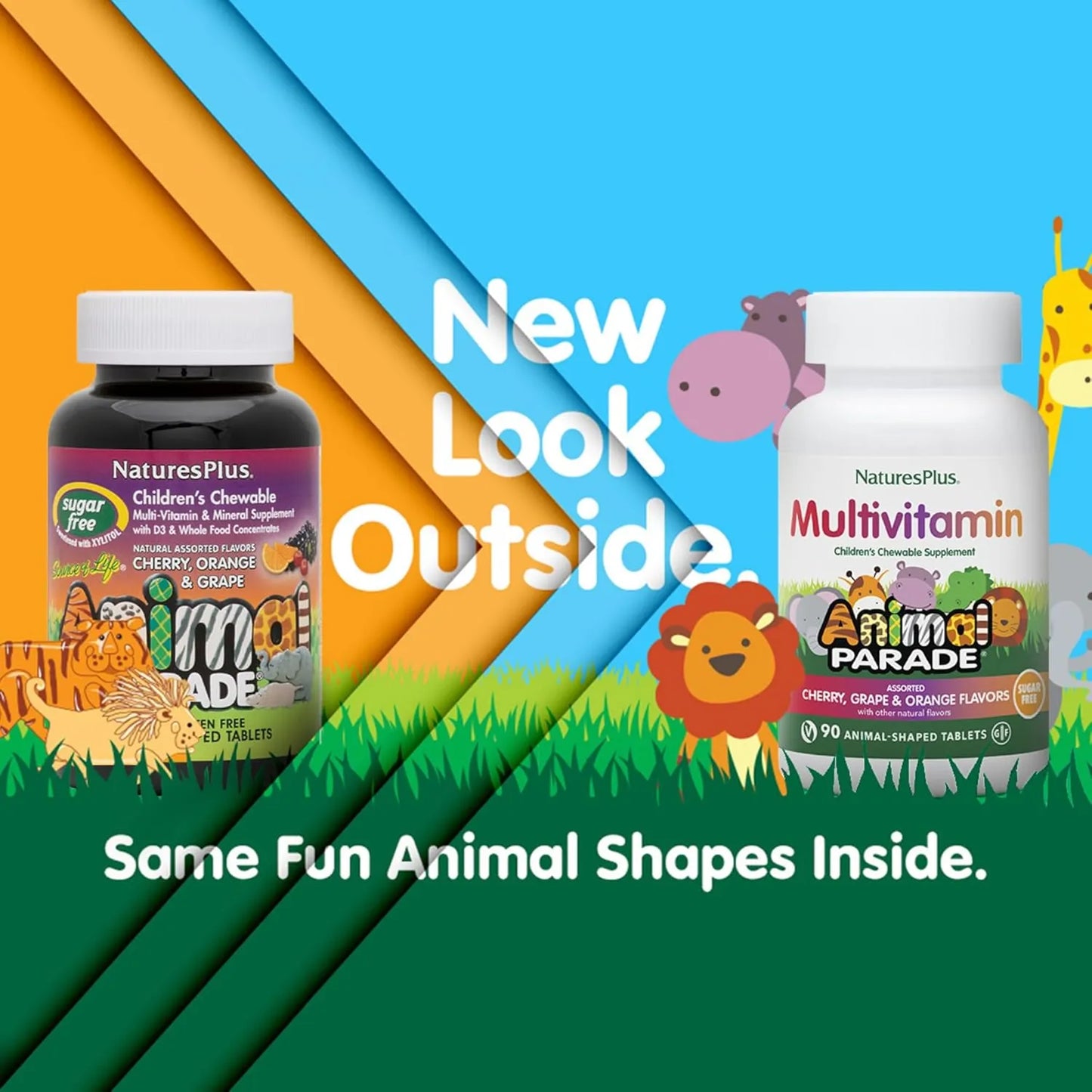 Multivitaminico Masticable Para Niños Animal Parade 90 Tabletas Sabor Variado Sin Azucar