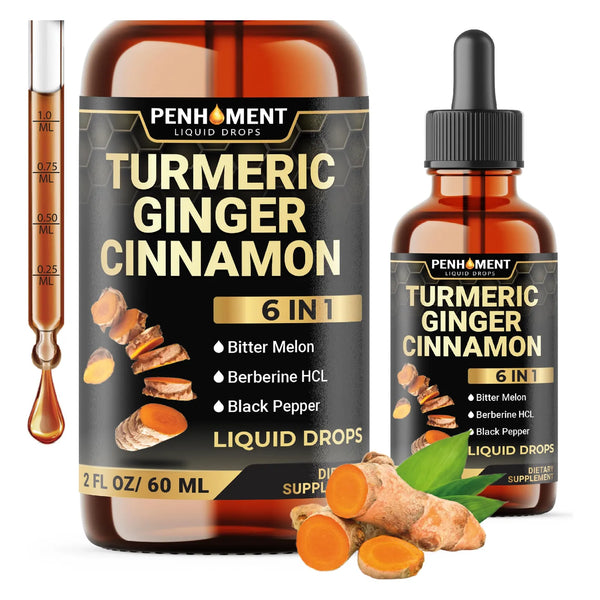 Curcumina Líquida 6 En 1 Con Jengibre Berberina Canela Melón 2 Onzas 60 Porciones