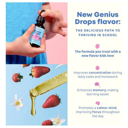Genius Drops Smartberry Vanilla Suplemento Líquido Para Enfoque Y Memoria En Niños