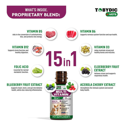 Multivitamínico 15 En 1 Para Gatos Y Perros Con Arándano Y Glucosamina Importado USA