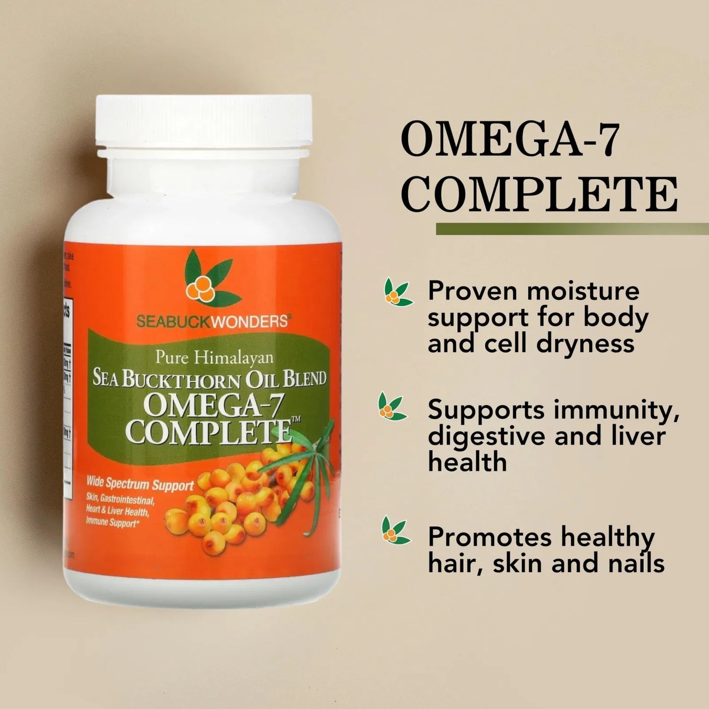 Capsulas Blandas Aceite Espino Amarillo Omega 7 60 Unidades Piel Hidratada Corazon Sano