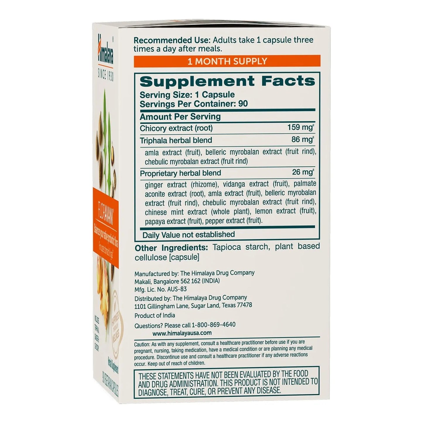 Himalaya FlorAvani Probiótico Digestivo 90 Cápsulas Alivia Gases Y Acidez