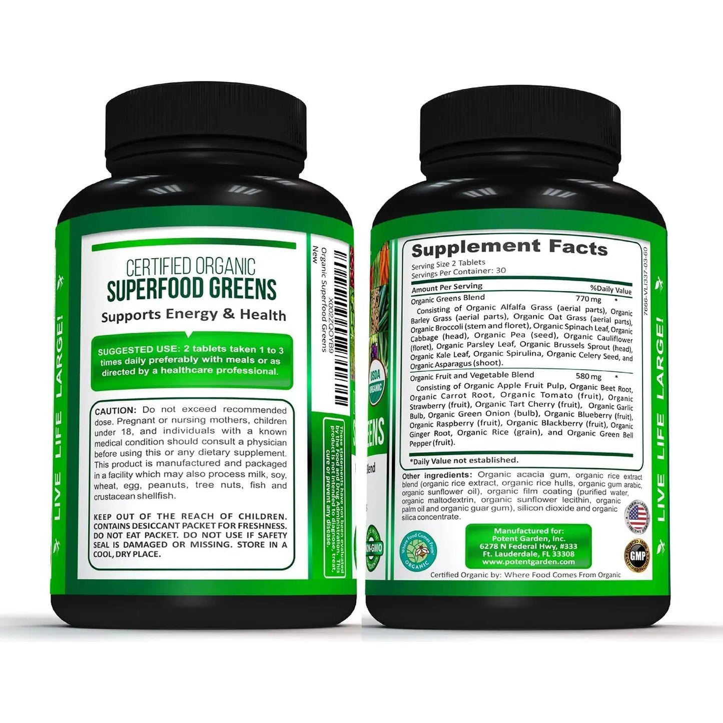 Paquete De 2 Superalimentos Organicos Potent Garden Frutas Verduras Energia Antioxidantes