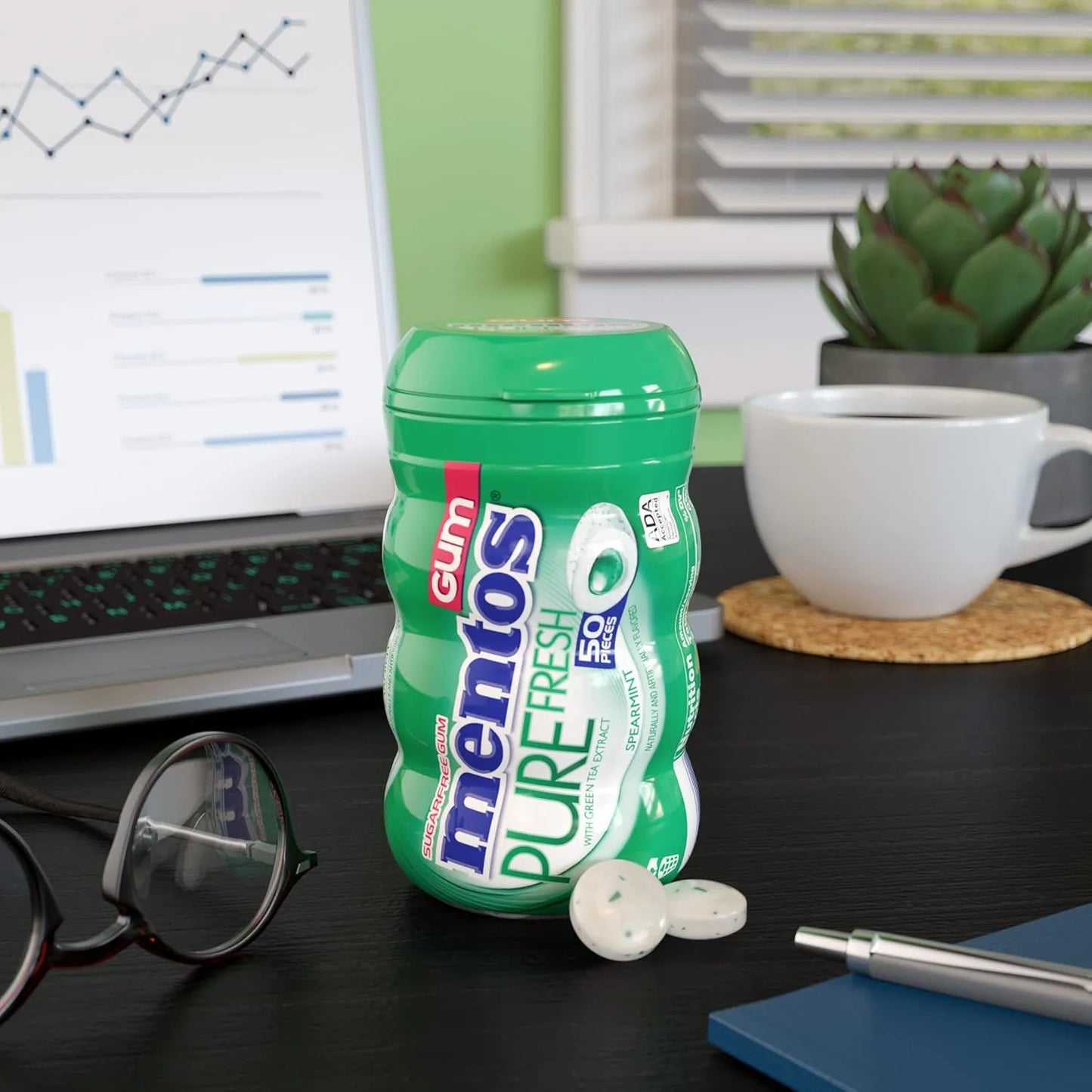 Mentos Pure Fresh Goma De Mascar Sin Azucar Sabor Menta Botella 50 Unidades Paquete De 6