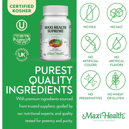 Tabletas Multivitamínicas Minerales Alta Potencia 120 Unidades Maxi Health Supreme Kosher