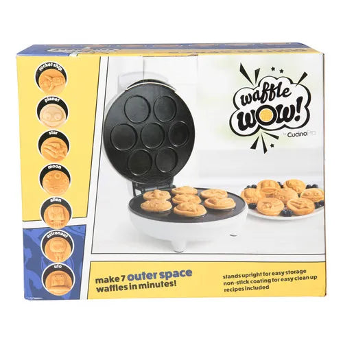 Máquina Para Hacer Gofres Del Espacio Exterior Waffle Wow Modelo 2090 7 Diseños Galácticos Antiadherente