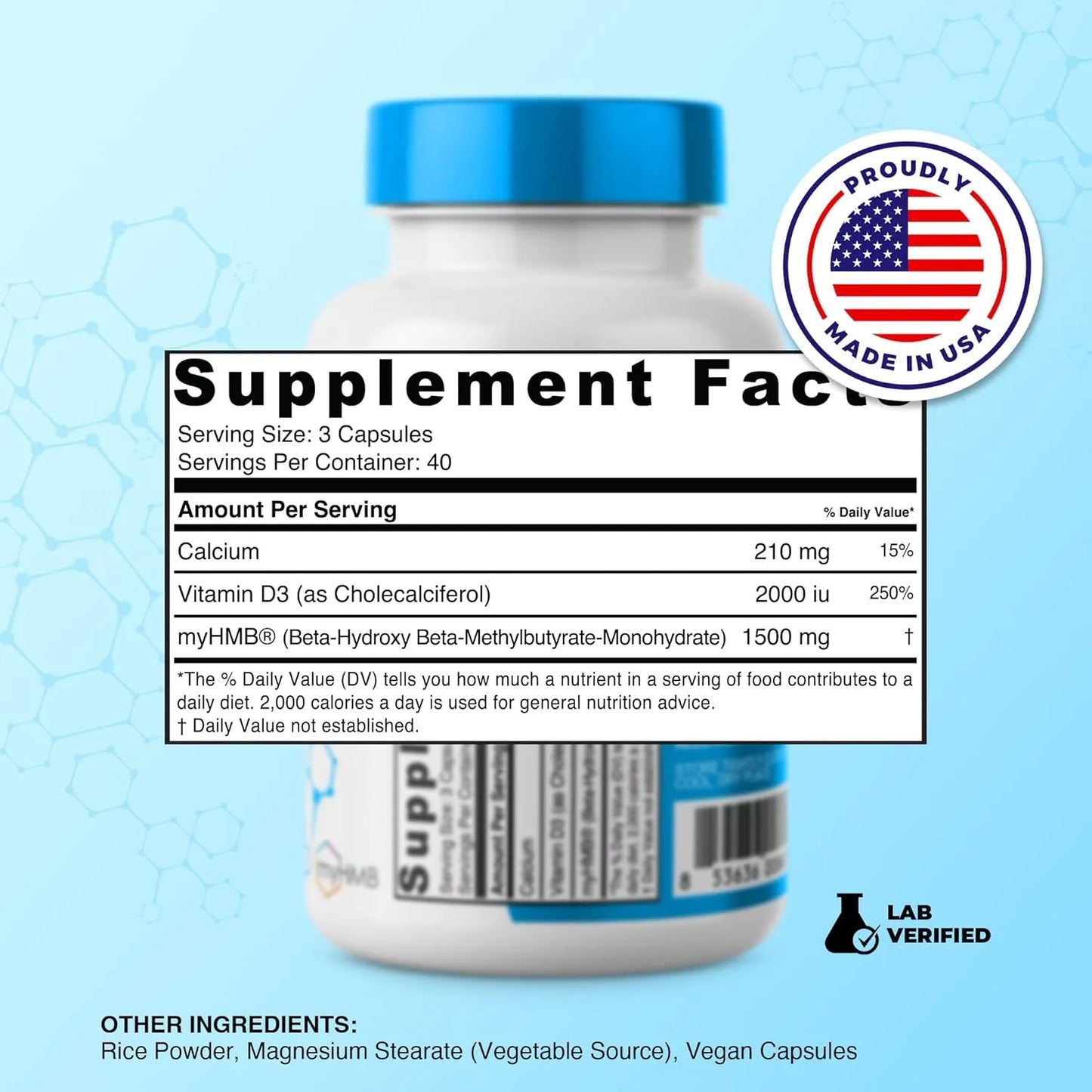 Suplemento HMB Y Vitamina D3 1500 Mg Conserva Músculo Magro Fórmula Clínica