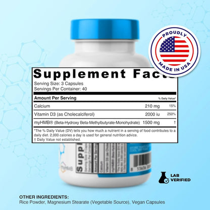 Suplemento HMB Y Vitamina D3 1500 Mg Conserva Músculo Magro Fórmula Clínica
