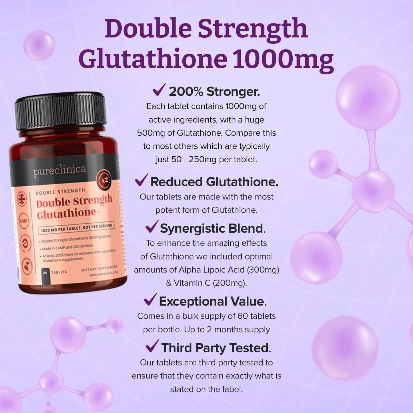 Glutatión 1000 Mg 240 Tabletas 500 Mg Glutatión 300 Mg Ácido