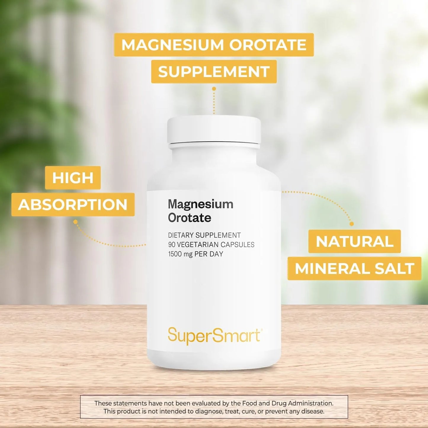 Orotato De Magnesio 1500 Mg Supersmart Relajante Muscular Y Cardíaco 90 Cápsulas