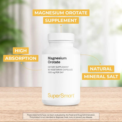 Orotato De Magnesio 1500 Mg Supersmart Relajante Muscular Y Cardíaco 90 Cápsulas