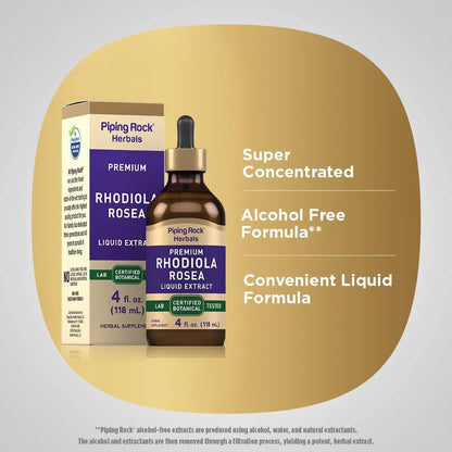 Tintura De Rhodiola Rosea 120 Ml Extracto Líquido Premium Sin Alcohol Vegano