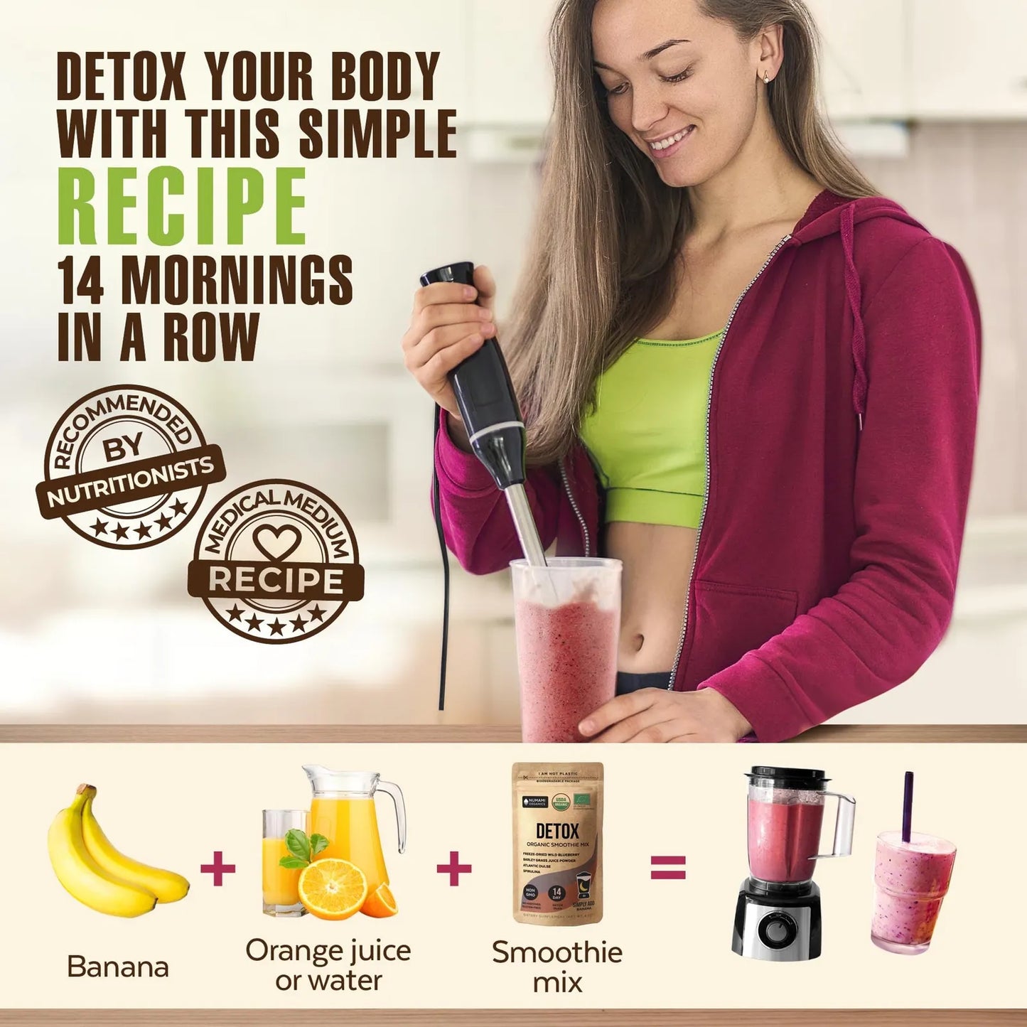 Batido De Arándanos En Polvo Orgánico Con Espirulina Superalimento Premium