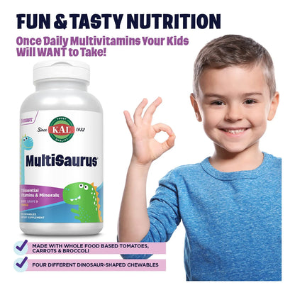 MultiSaurus Multivitaminas Masticables Para Niños 11 Vitaminas Y Minerales Sabores Naturales 180 Unidades
