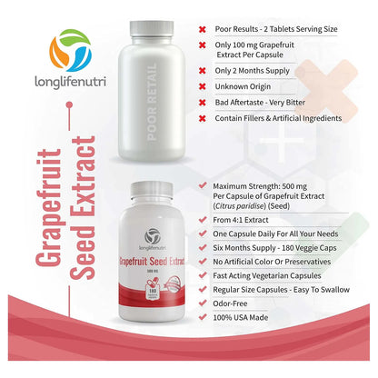 Extracto De Semilla De Pomelo 500 Mg 180 Cápsulas Veganas Potente Antioxidante Y Refuerzo Inmune