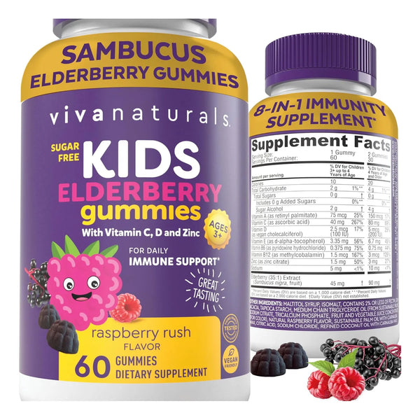 Gomitas De Saúco Para Niños 60 Unidades Sabor Natural Viva Naturals