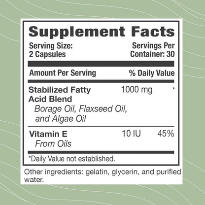 Capsulas 1000 Mg Aceite Borraja Linaza Algas Suplemento Acidos Grasos Esenciales 60 Unidades