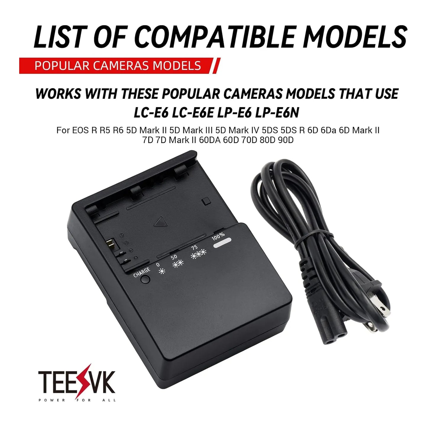 Cargador Rapido Lp E6 Compatible Con Baterias Canon Eos R5 R6 5D 7D 60D 70D 80D 90D