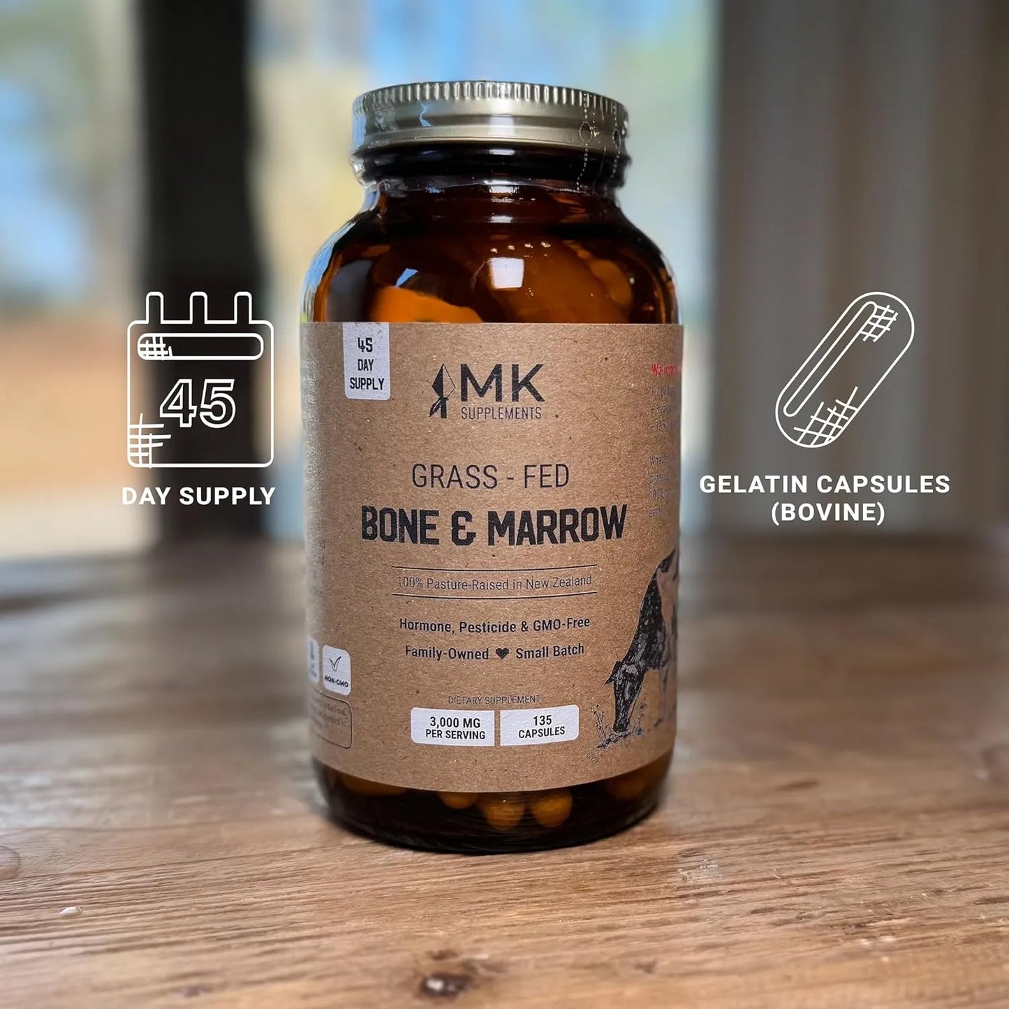 Hueso Y Médula De Res 3000 Mg Alimentado Con Pasto Suplemento Natural Para Huesos Y Dientes