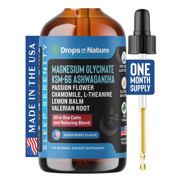 Gotas Líquidas De Glicinato De Magnesio Y Ashwagandha Para Bienestar Holístico