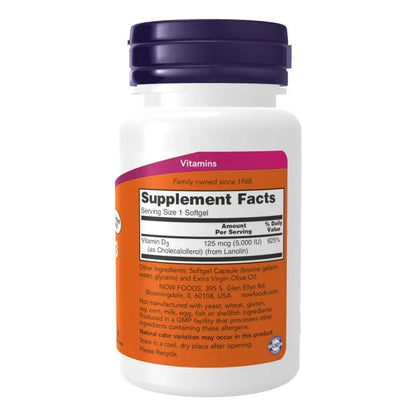 Complejo Vitamínico D3 5000 UI 240 Cápsulas Blandas Huesos Fuertes Y Salud Dental