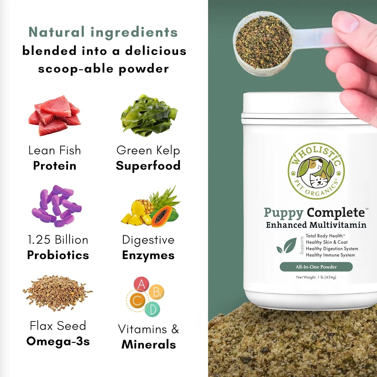 Vitaminas En Polvo Para Cachorros Apoyo Digestivo Inmunológico Wholistic Pet Organics