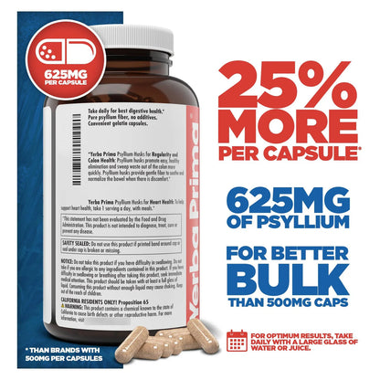 Cápsulas De Cáscara De Psyllium 625 Mg 400 Unidades Fibra Natural Para Digestión Y Saciedad
