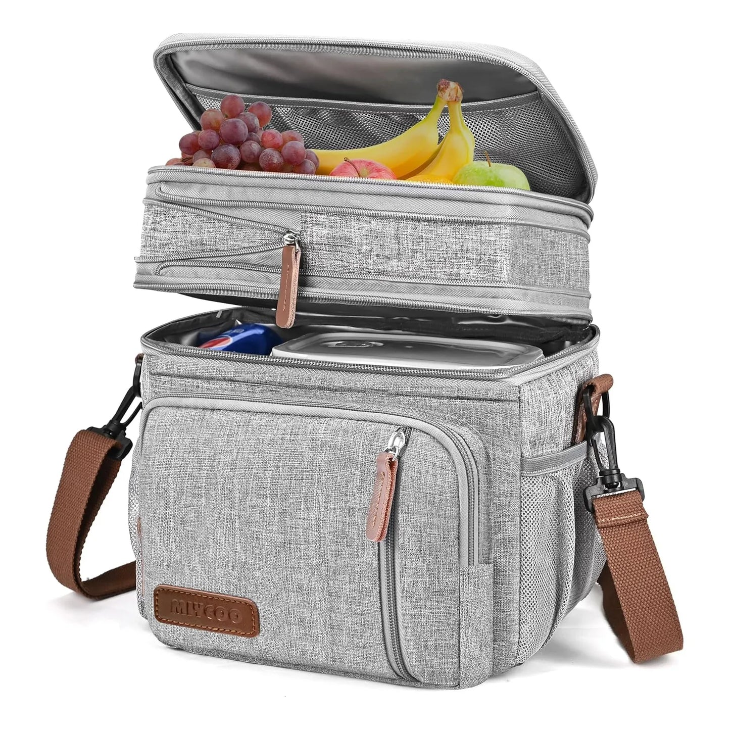 Lonchera Termica Aislamiento Grande Miycoo Gris 15L Impermeable
