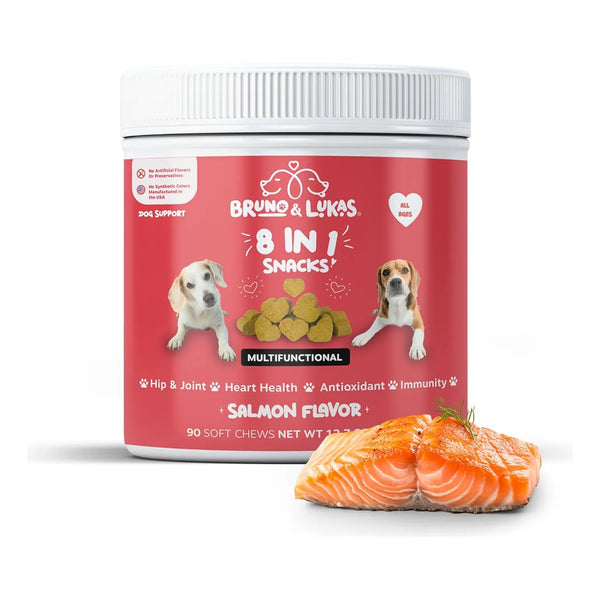 Multivitaminas Para Perros 8 En 1 Con Glucosamina Y Omega Sabor Salmon