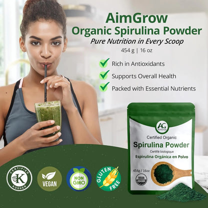 Espirulina Orgánica En Polvo Rico En Proteínas Para Salud Ocular Y Piel