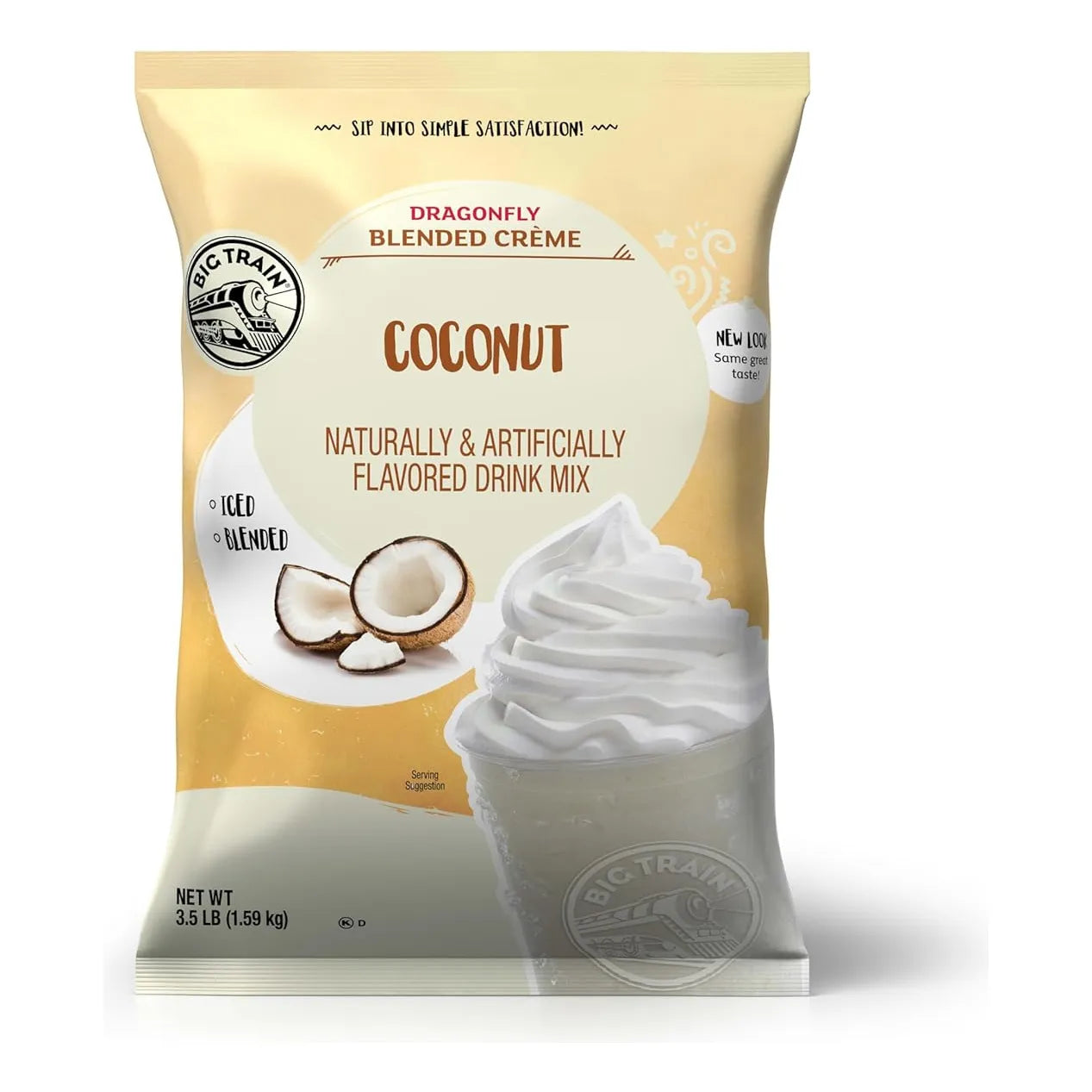 Big Train Dragonfly Mezcla Bebida Crema Coco 3.5 Lb Sabor Cafeteria Instantaneo