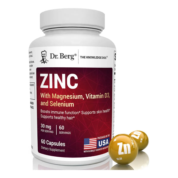 Dr Berg Zinc 30mg Con Magnesio Vitamina D3 Selenio Cobre Suplemento Inmunologico 60 Capsulas