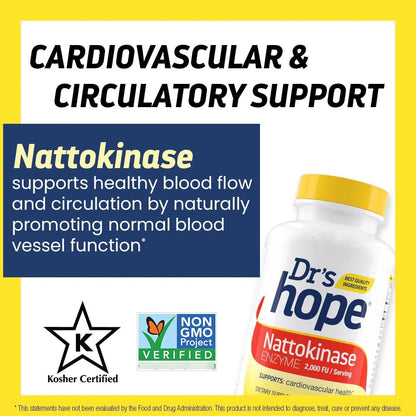 Nattokinase 2000 FU Suplemento Cardiovascular 90 Cápsulas Sin Gluten